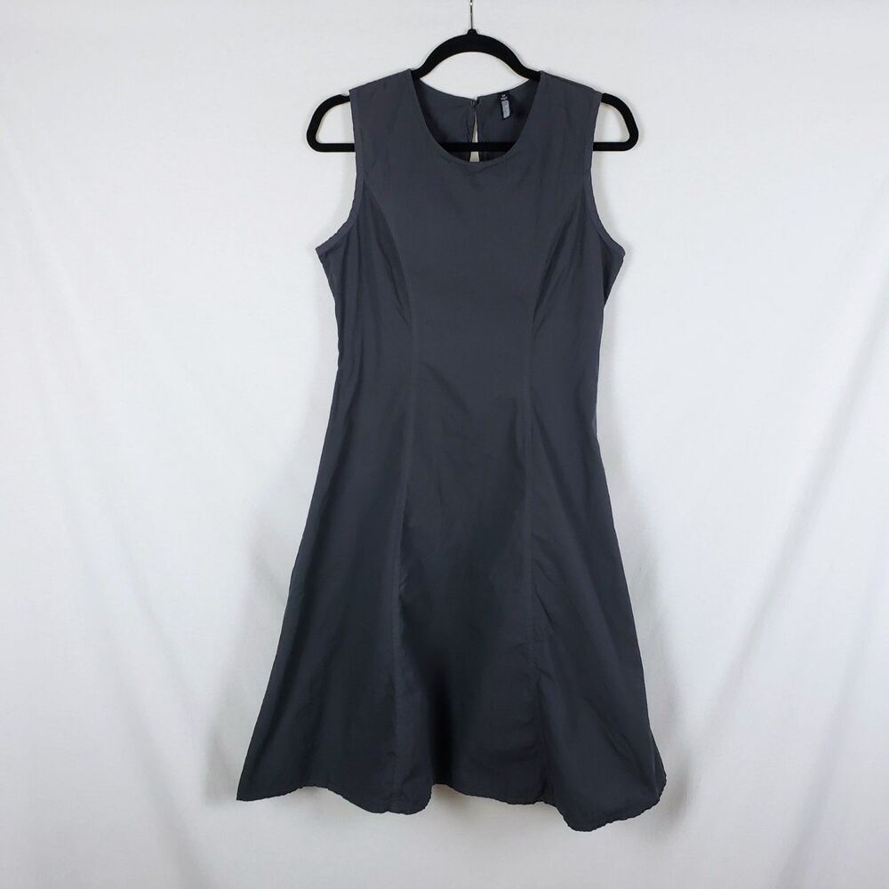 Oizini Minimalist Scandi Fit and Flare Dress Womens M Gray Cotton Gray Neutral